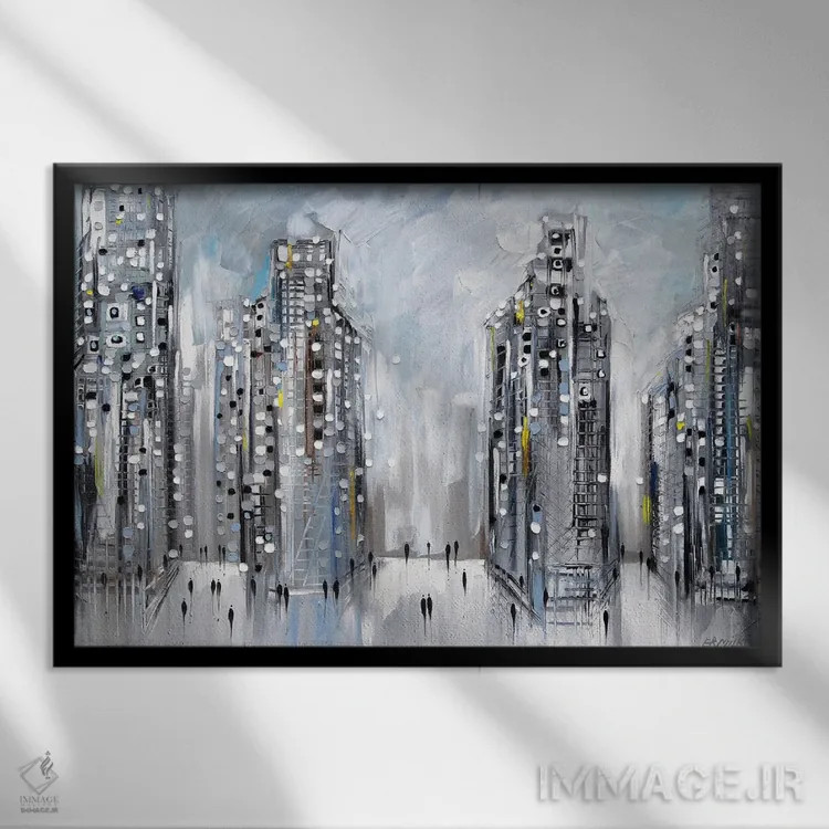 تابلو صحنهٔ خیابان شهری اثر اکاترینا ارمیلکینا - نمای قابدار مشکی