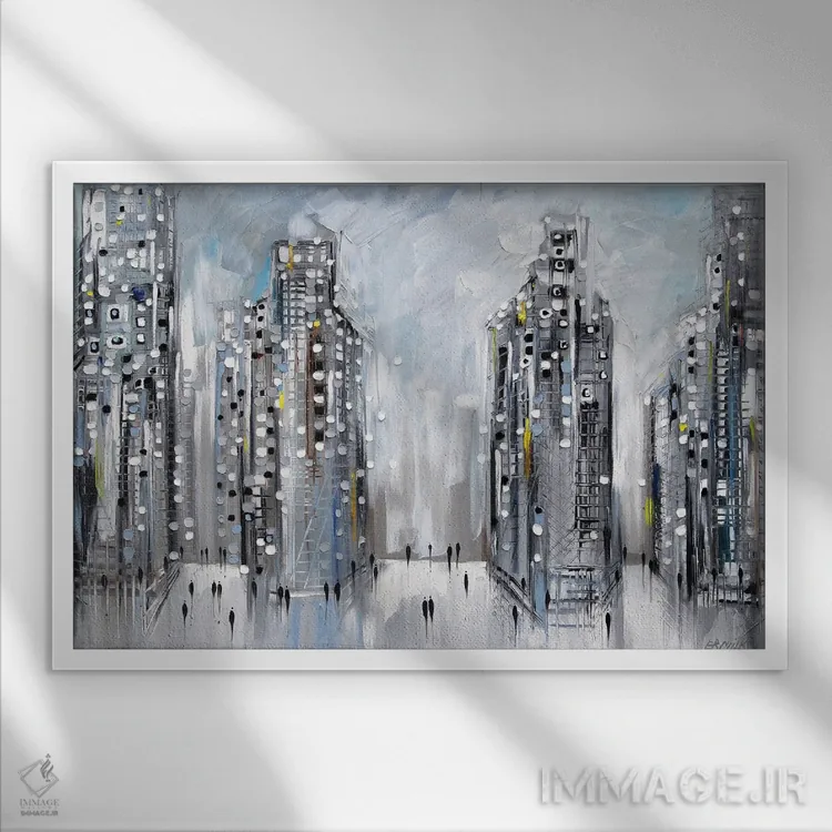 تابلو صحنهٔ خیابان شهری اثر اکاترینا ارمیلکینا - نمای قابدار سفید