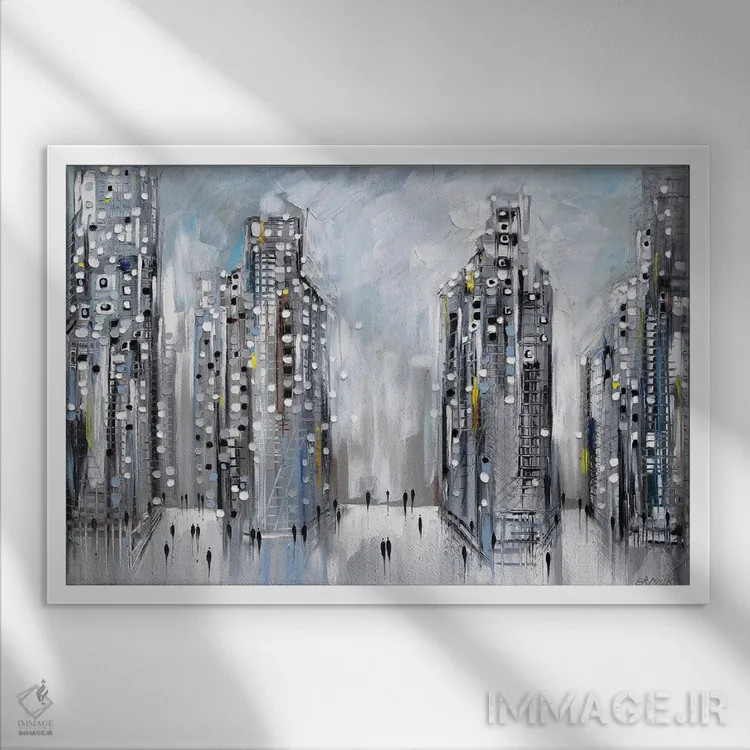 تابلو صحنهٔ خیابان شهری اثر اکاترینا ارمیلکینا - نمای قابدار سفید