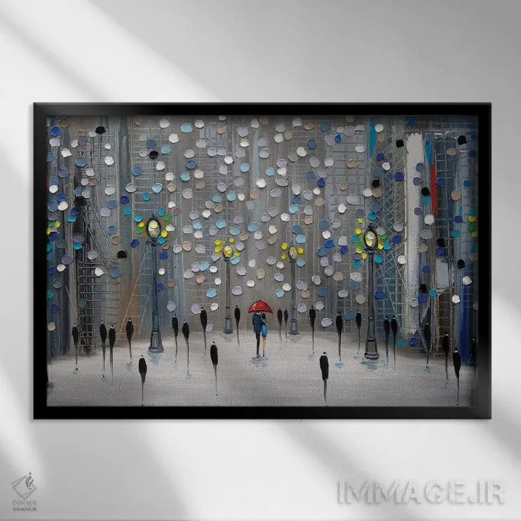 تابلو پارک شهری شبانه اثر اکاترینا ارمیلکینا - نمای قابدار مشکی