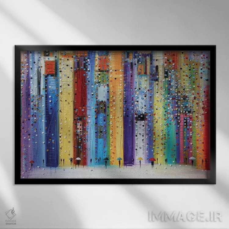 تابلو چترهای رنگارنگ اثر اکاترینا ارمیلکینا - نمای قابدار مشکی
