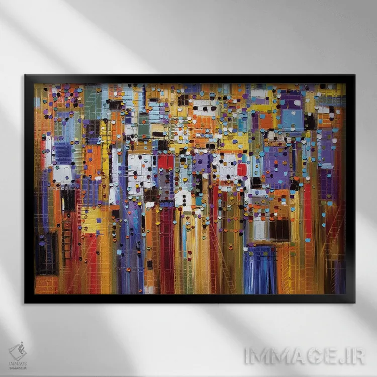 تابلو شهر رنگارنگ اثر اکاترینا ارمیلکینا - نمای قابدار مشکی