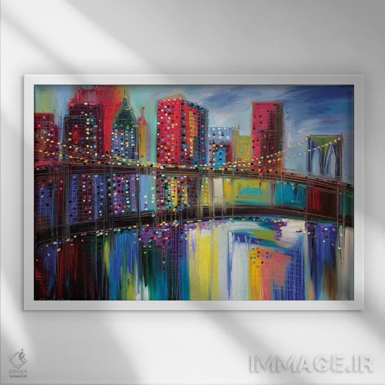 تابلو پل بروکلین اثر اکاترینا ارمیلکینا - نمای قابدار سفید