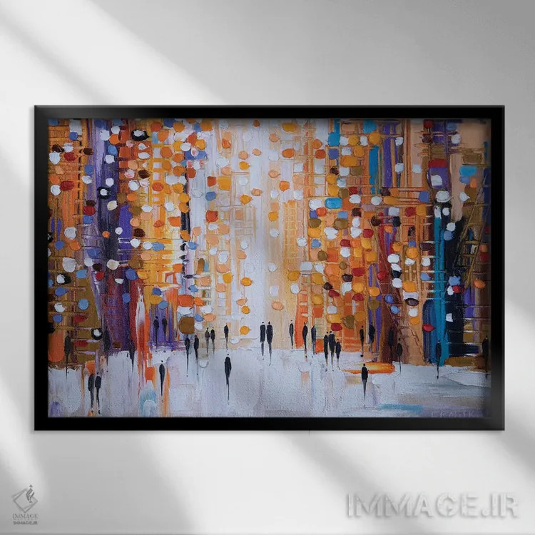 تابلو پیادهروی هنگام غروب اثر اکاترینا ارمیلکینا - نمای قابدار مشکی