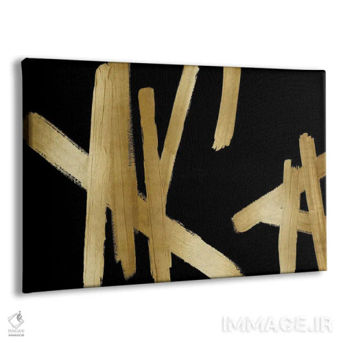 تابلو ضربههای طلایی روی مشکی اثر الی رابرتز - نمای پرسپکتیو محصول