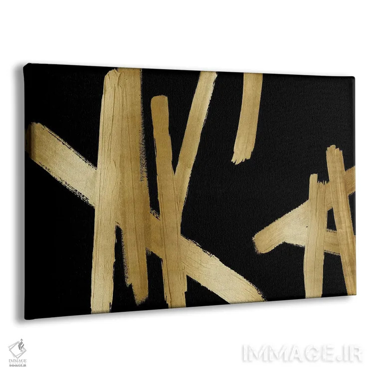 تابلو ضربههای طلایی روی مشکی اثر الی رابرتز - نمای پرسپکتیو محصول
