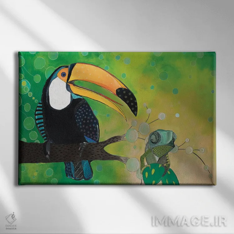 تابلو توکان و آفتابپرست اثر امیلی رید - نمای روبهرو روی دیوار