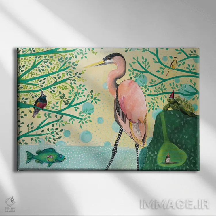 تابلو جشن حیوانات اثر امیلی رید - نمای روبهرو روی دیوار
