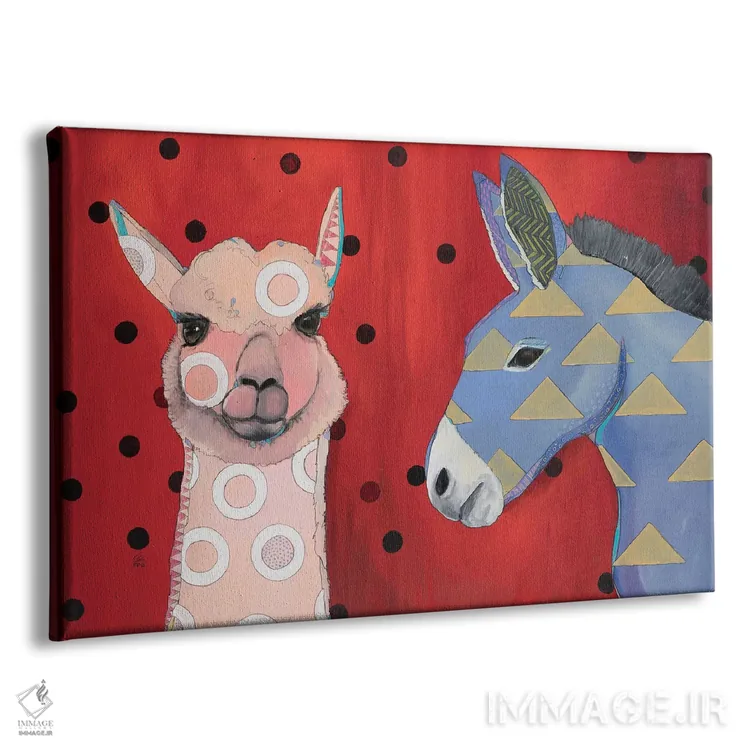 تابلو آلپاکا و الاغ اثر امیلی رید - نمای پرسپکتیو محصول