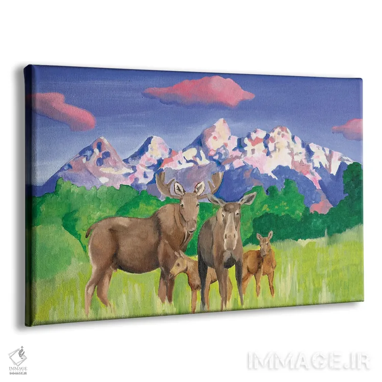 تابلو خانواده گوزن موس گرند تتون اثر امیلی رید - نمای پرسپکتیو محصول