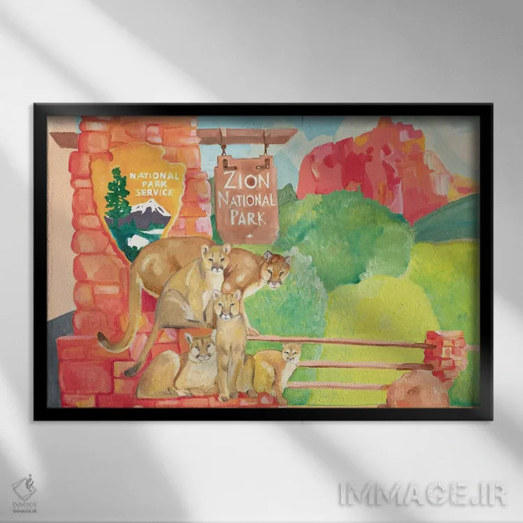 تابلو پارک ملی زایان اثر امیلی رید - نمای قابدار مشکی