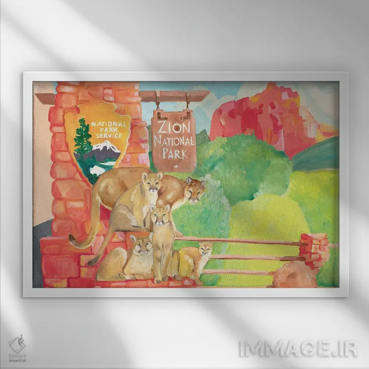 تابلو پارک ملی زایان اثر امیلی رید - نمای قابدار سفید