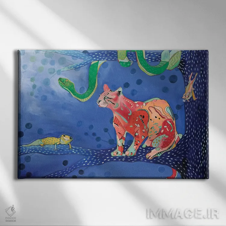تابلو حیوانات آمازون اثر امیلی رید - نمای روبهرو روی دیوار