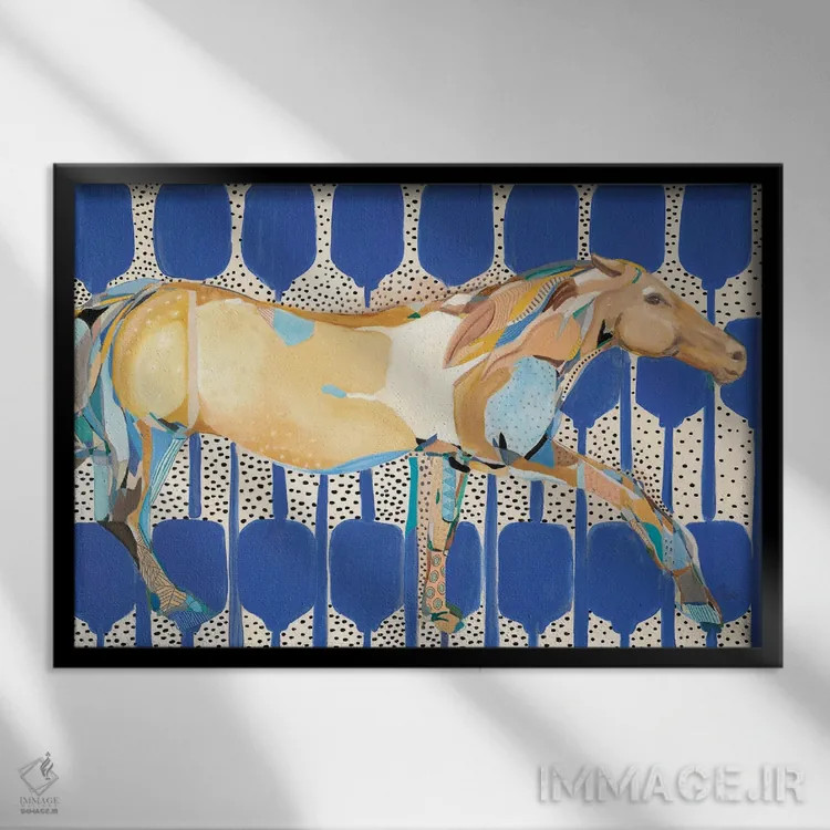 تابلو اسب پشهکش اثر امیلی رید - نمای قابدار مشکی
