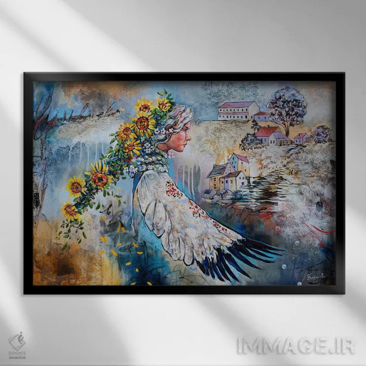 تابلو رشد شهرهای جدید اثر استر فرانچوک - نمای قابدار مشکی