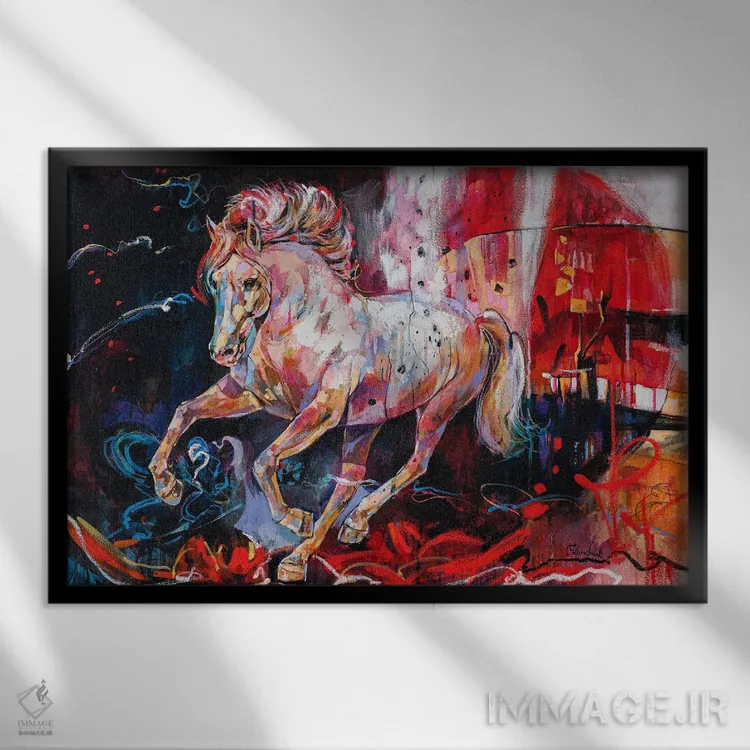 تابلو سواری وحشی اثر استر فرانچوک - نمای قابدار مشکی