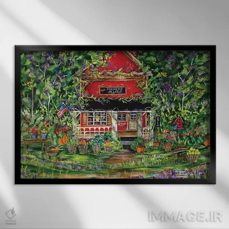 تابلو بازار کشاورزان اثر استل گرنگس - نمای قابدار مشکی