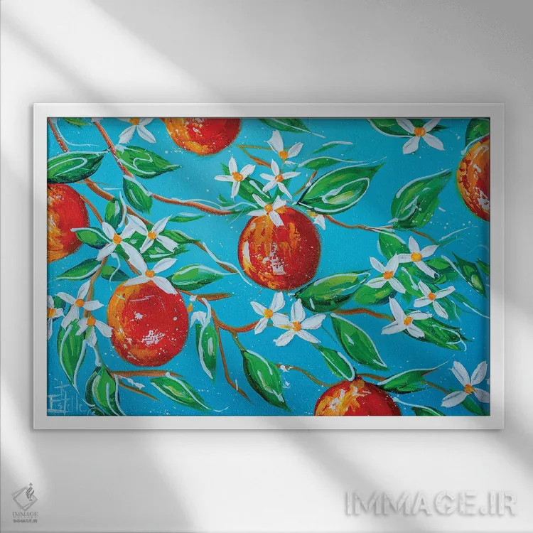 تابلو پرتقالها اثر استل گرنگس - نمای قابدار سفید