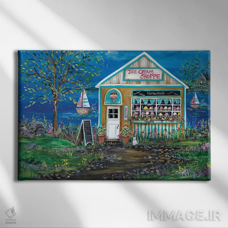 تابلو فروشگاه بستنی اثر استل گرنگس - نمای روبهرو روی دیوار