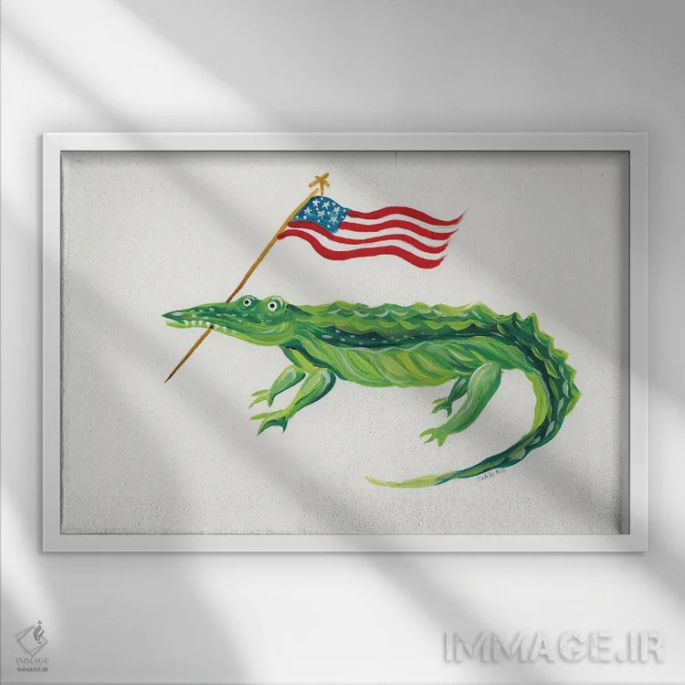 تابلو پرچم تمساح اثر استل گرنگس - نمای قابدار سفید