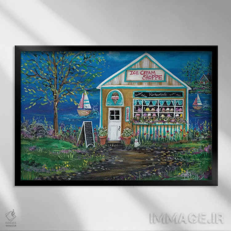 تابلو فروشگاه بستنی اثر استل گرنگس - نمای قابدار مشکی