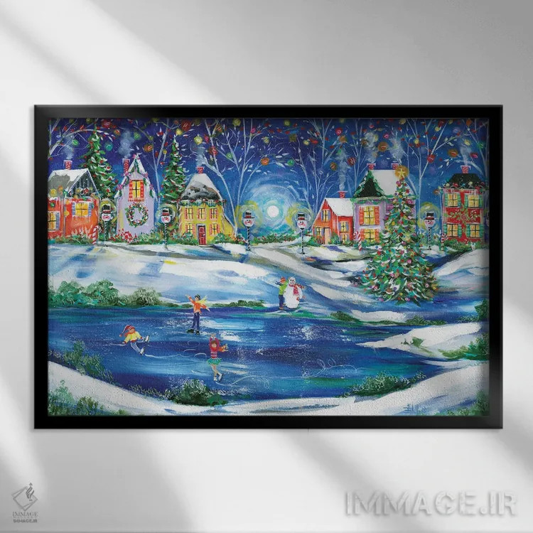 تابلو کریسمس نیوانگلندی اثر استل گرنگس - نمای قابدار مشکی