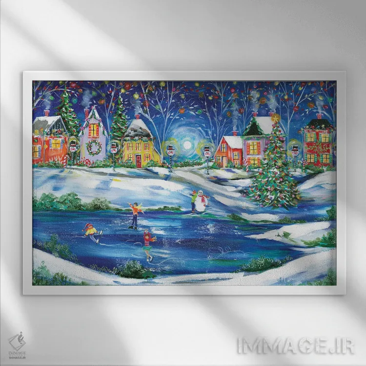 تابلو کریسمس نیوانگلندی اثر استل گرنگس - نمای قابدار سفید