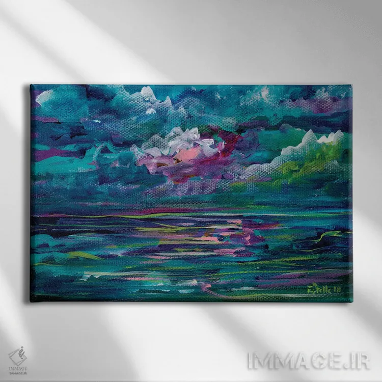 تابلو دریاهای آبی اثر استل گرنگس - نمای روبهرو روی دیوار