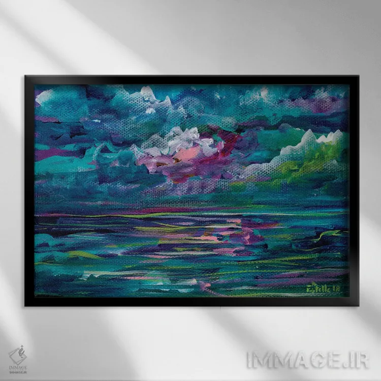 تابلو دریاهای آبی اثر استل گرنگس - نمای قابدار مشکی