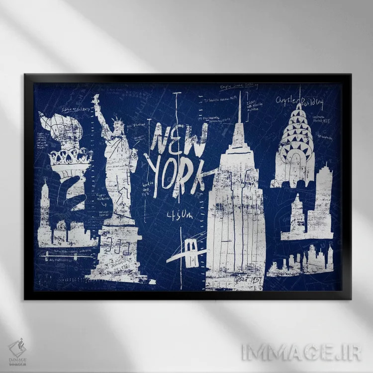 تابلو آبی نیویورک اثر ادوارد سلکرک - نمای قابدار مشکی