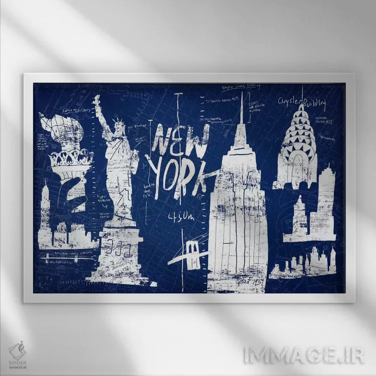 تابلو آبی نیویورک اثر ادوارد سلکرک - نمای قابدار سفید