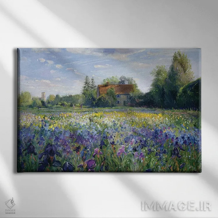 تابلو غروب در مزرعه زنبق اثر تیموتی ایستون - نمای روبهرو روی دیوار