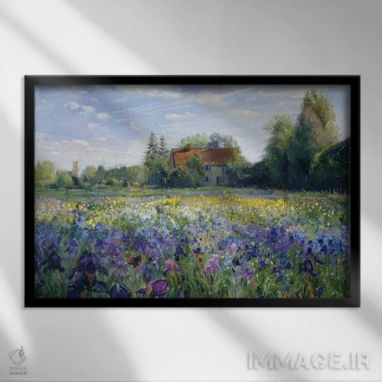 تابلو غروب در مزرعه زنبق اثر تیموتی ایستون - نمای قابدار مشکی