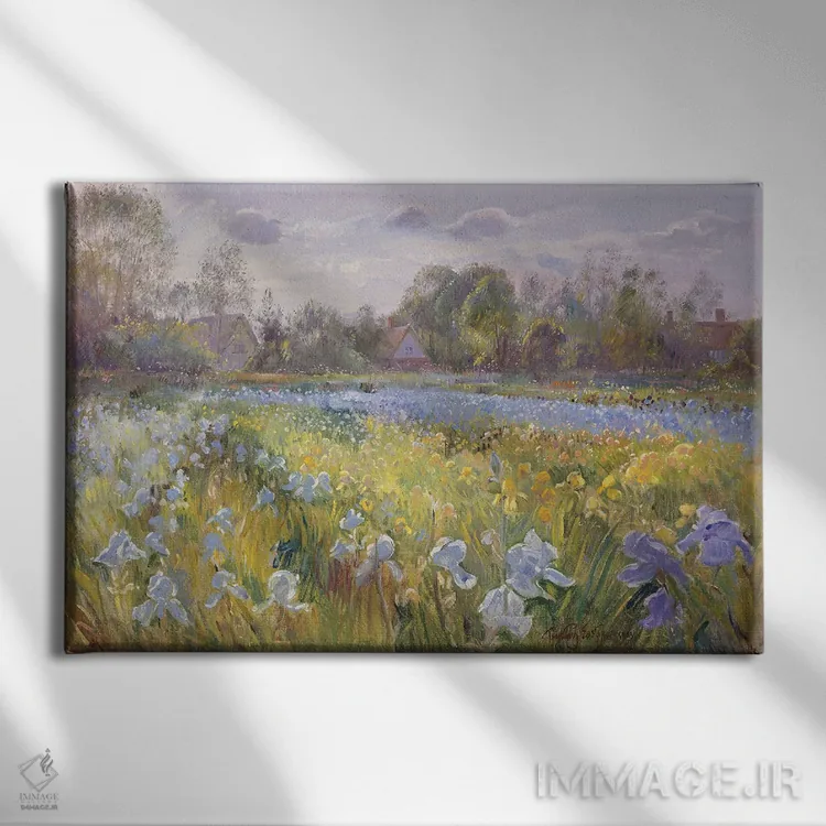 تابلو مزرعه زنبق در نور غروب، ۱۹۹۳ اثر تیموتی ایستون - نمای روبهرو روی دیوار