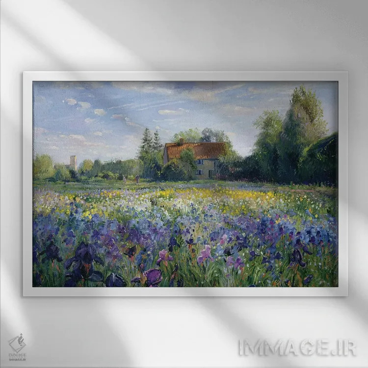 تابلو غروب در مزرعه زنبق اثر تیموتی ایستون - نمای قابدار سفید