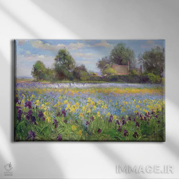 تابلو مزرعه و مزرعه زنبق، ۱۹۹۲ اثر تیموتی ایستون - نمای روبهرو روی دیوار