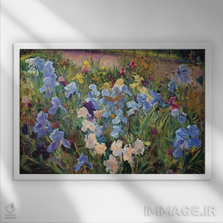 تابلو بستر زنبق، ۱۹۹۳ اثر تیموتی ایستون - نمای قابدار سفید