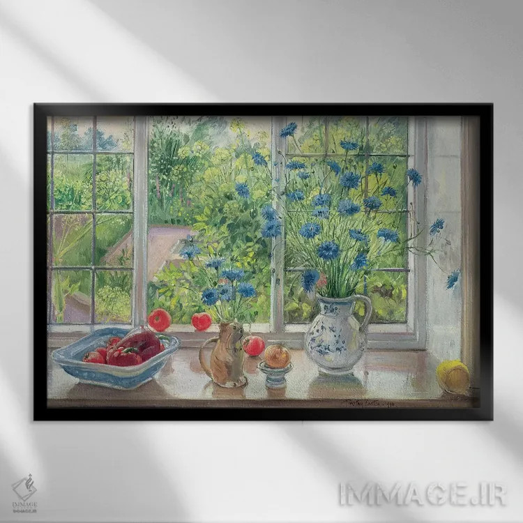تابلو گل گندم و باغچه آشپزخانه اثر تیموتی ایستون - نمای قابدار مشکی