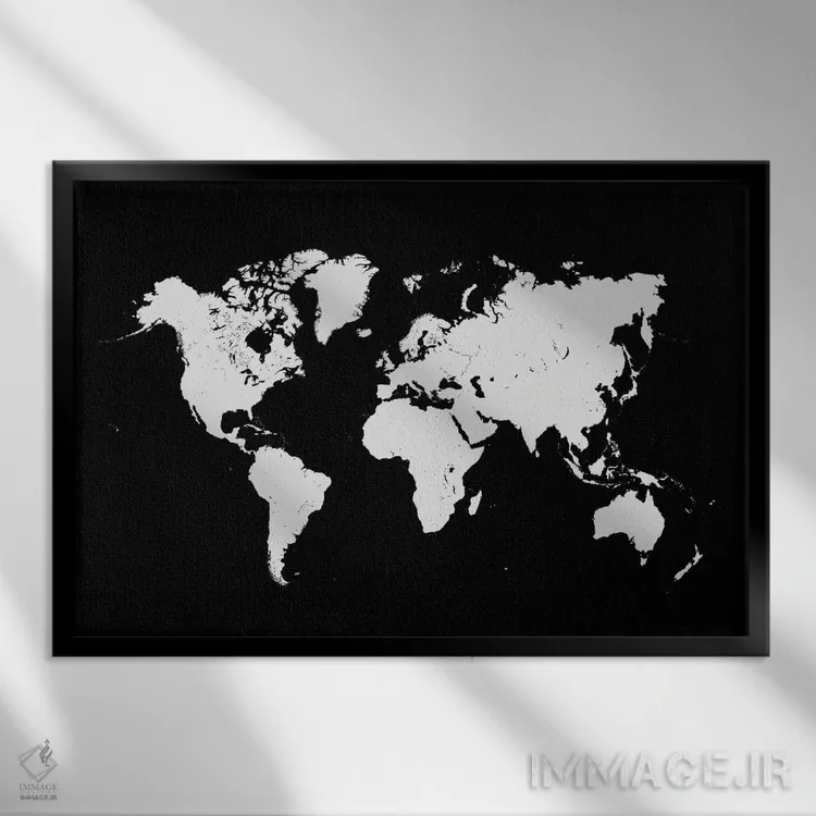 تابلو نقشهٔ شهری جهان (سیاه) اثر اوربانمپ (نقشه شهری؛ استودیو نقشه یا طراح) - نمای قابدار مشکی