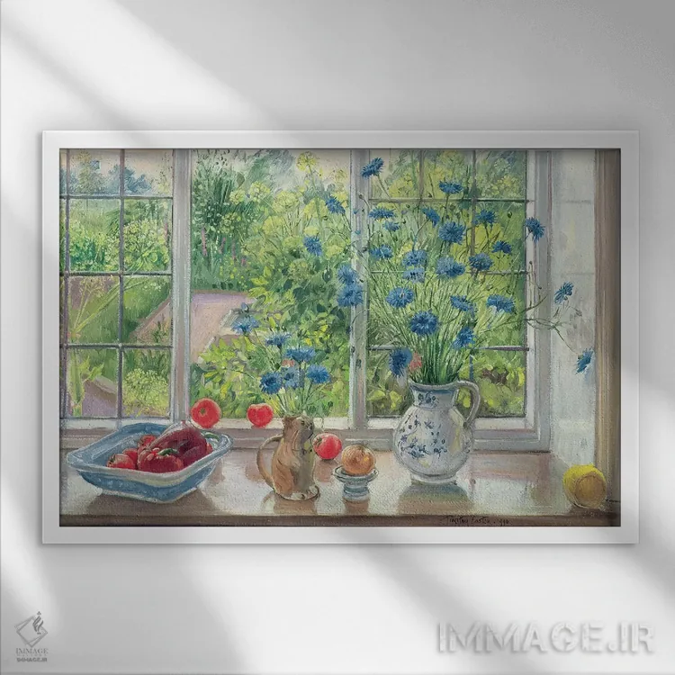 تابلو گل گندم و باغچه آشپزخانه اثر تیموتی ایستون - نمای قابدار سفید