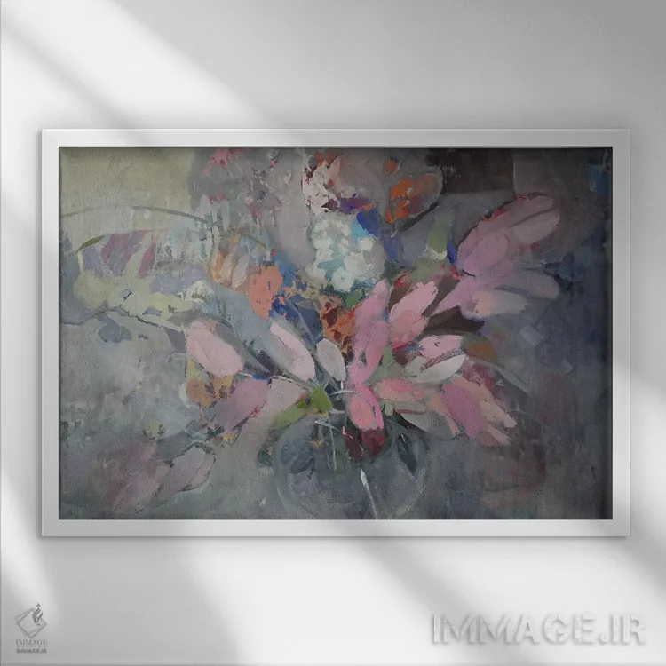 تابلو گلها در گلدان اثر النا شرایبمن - نمای قابدار سفید