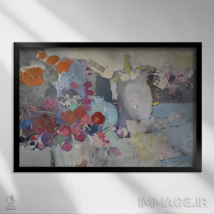 تابلو شیشه و گلها اثر النا شرایبمن - نمای قابدار مشکی