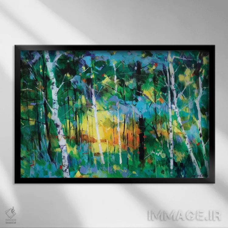 تابلو درخت توس نزدیک اج اند اثر داگ ایتون - نمای قابدار مشکی