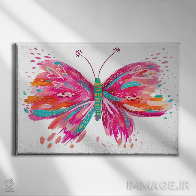 تابلو پروانه دوازدهم اثر اتاوی (برند هنری) - نمای روبهرو روی دیوار