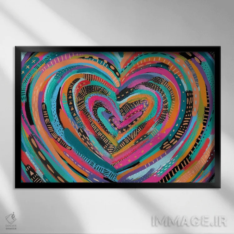 تابلو قلب هنری II اثر اتاوی (برند هنری) - نمای قابدار مشکی