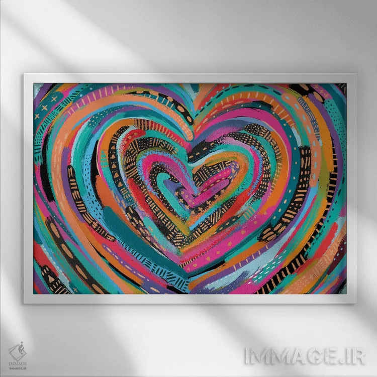 تابلو قلب هنری II اثر اتاوی (برند هنری) - نمای قابدار سفید