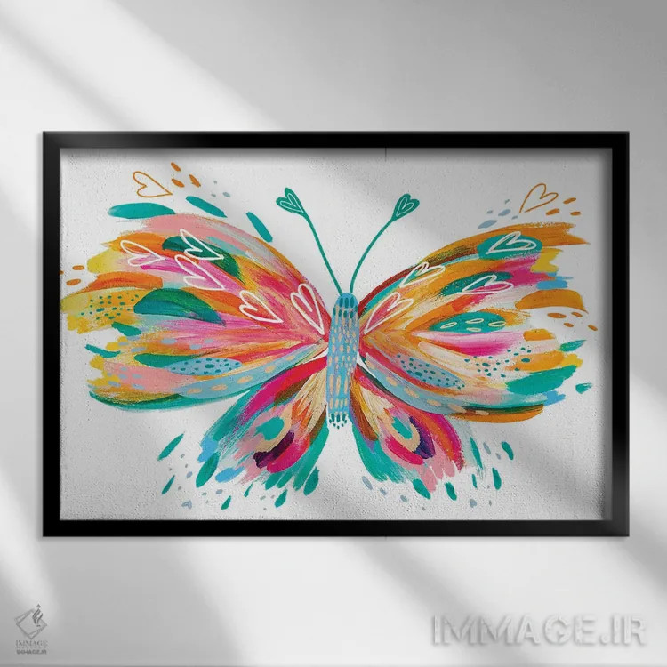 تابلو پروانه نهم اثر اتاوی (برند هنری) - نمای قابدار مشکی