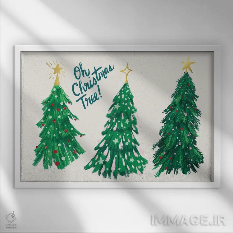 تابلو ای درخت کریسمس اثر اتاوی (برند هنری) - نمای قابدار سفید