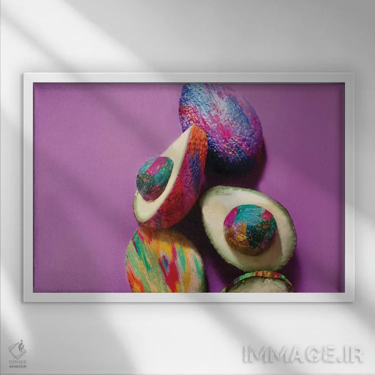 تابلو آووکادو (میوهٔ گرمسیری) اثر اتاوی (برند هنری) - نمای قابدار سفید