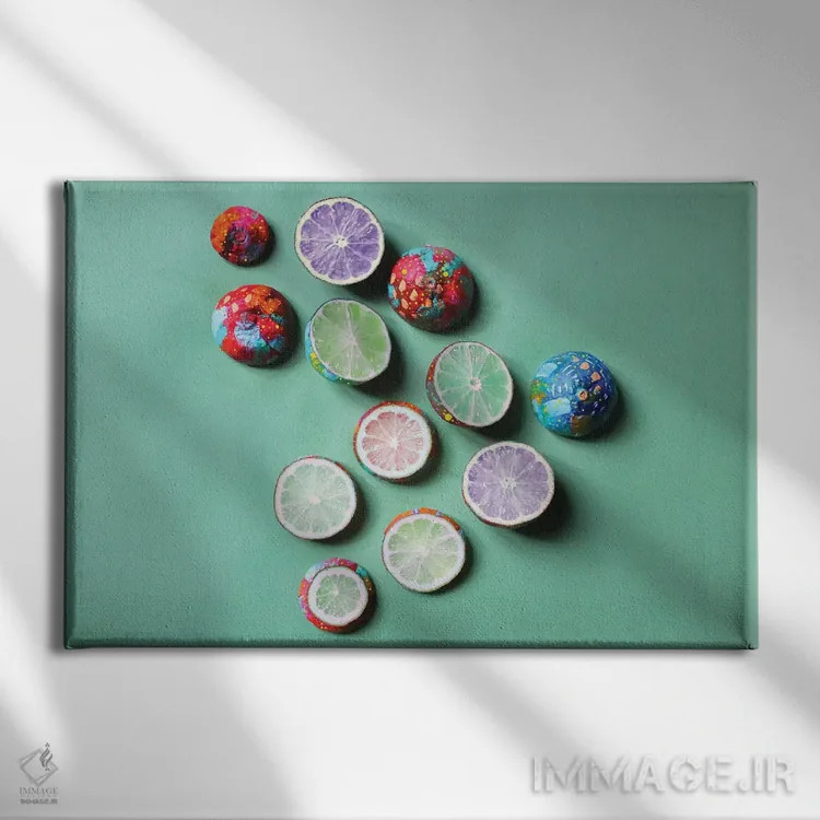 تابلو لیموترش سبز اثر اتاوی (برند هنری) - نمای روبهرو روی دیوار